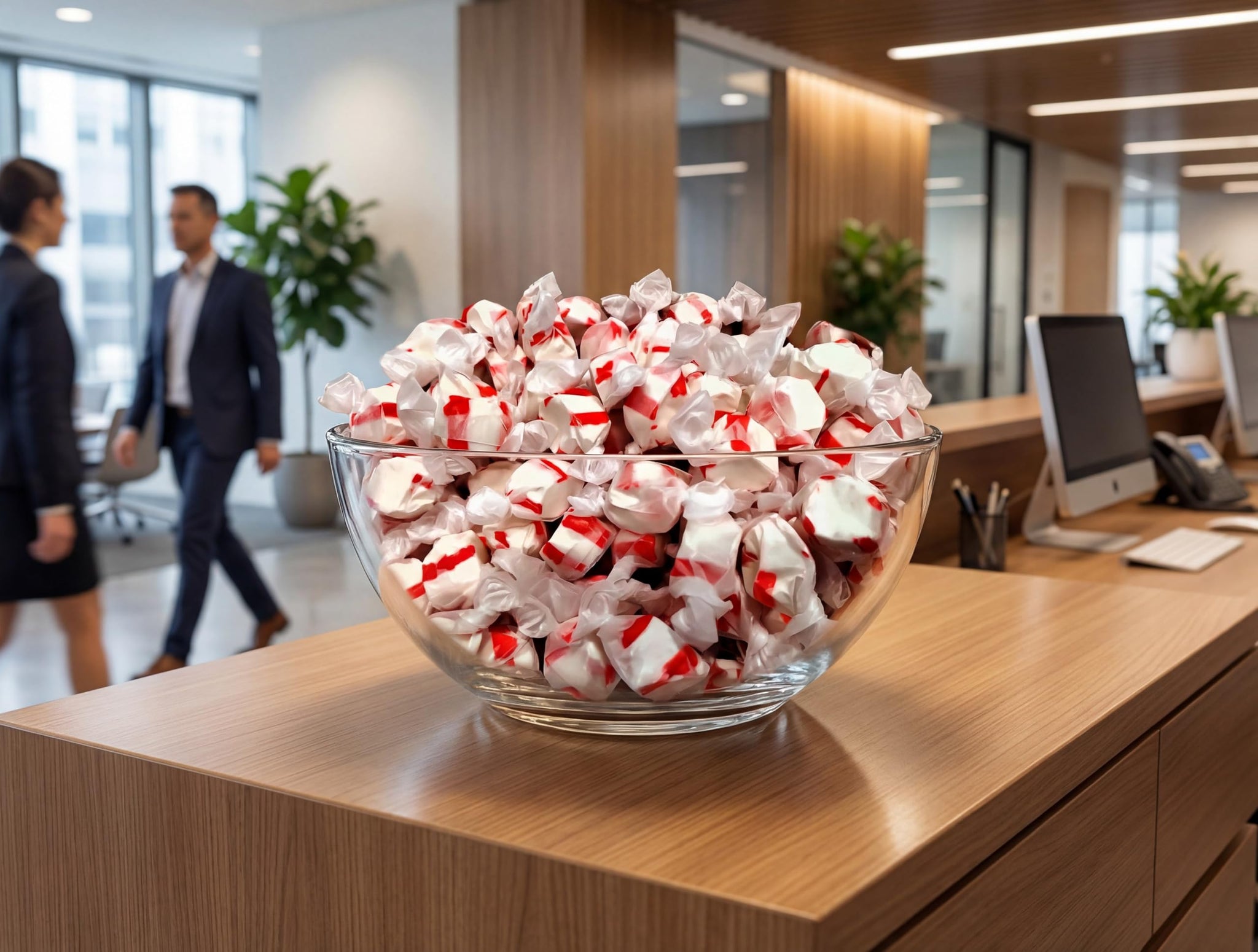 Peppermint Salt Water Taffy - 1.5 lb Gourmet Soft Chewy Candy Individually Wrapped Fresh Mint Flavor Bulk