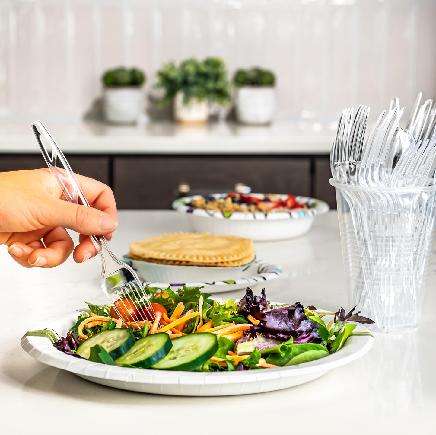 Amazon Basics Disposable Clear Plastic Forks, Premium Quality, BPA Free, for Everyday Use, 48 Count