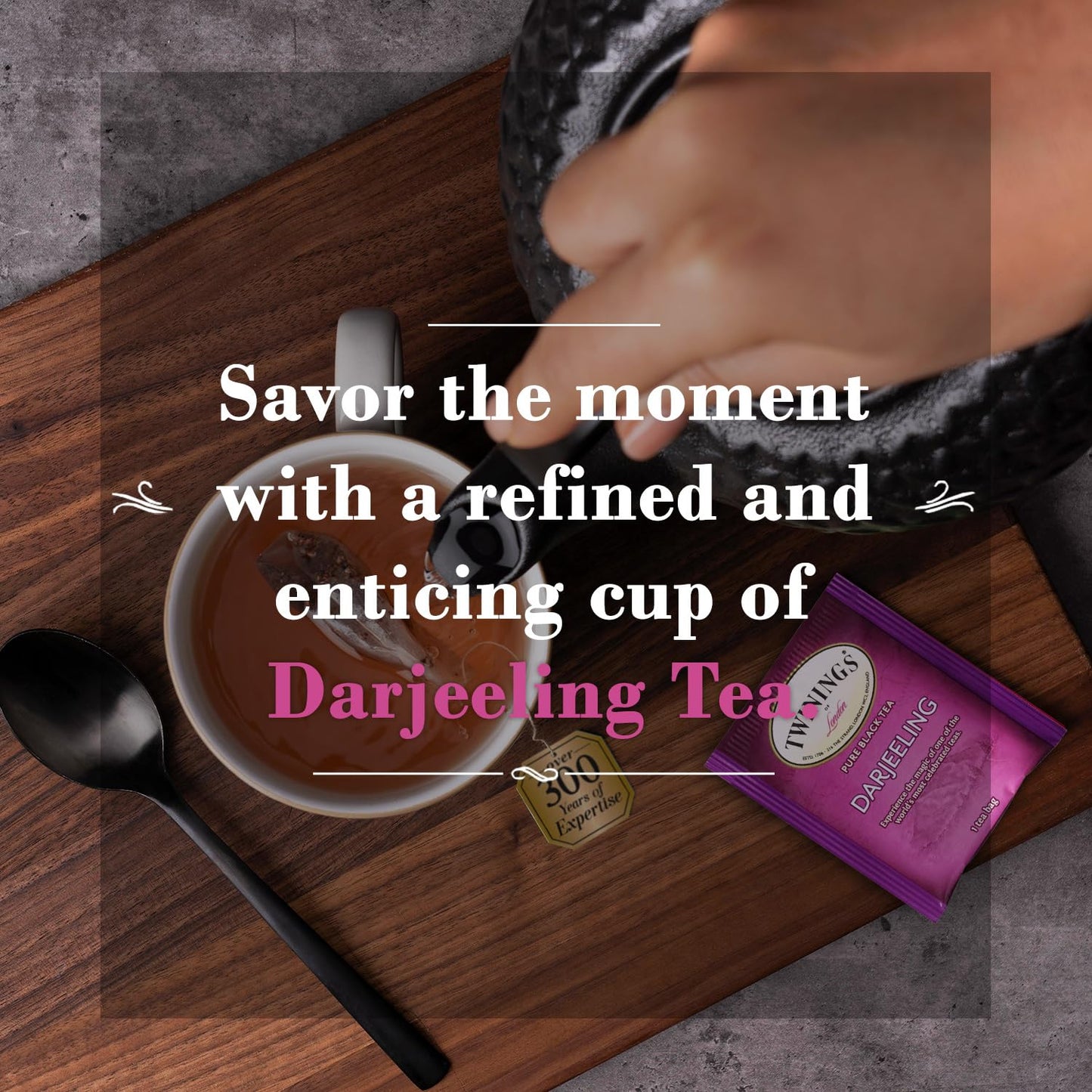 Twinings Darjeeling Tea - A Delicate, Dry Black Tea, Sophisticated Coffee Alternative with Less Caffeine, Individually Wrapped Tea Bags, 20 Count