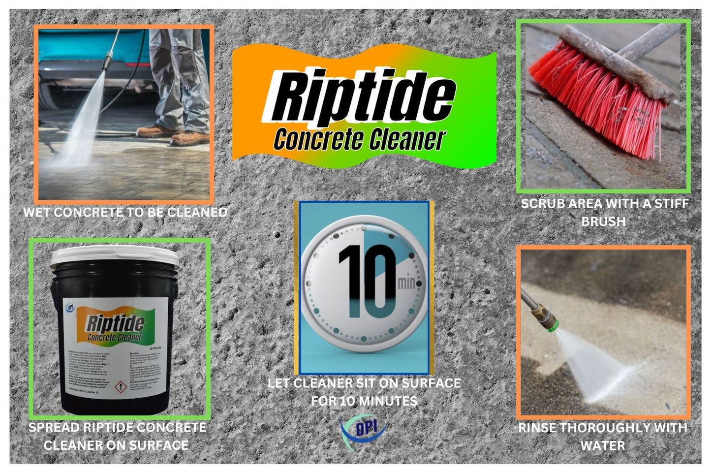 DPI Riptide Concrete Floor Cleaner, Powder Concentrate