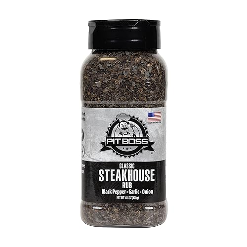 Pit Boss Classic Steakhouse Rub | Black Pepper Garlic Onion Blend | Grill Spices for Beef, Chicken, and Fish | Gluten Free, Preservative Free, No MSG