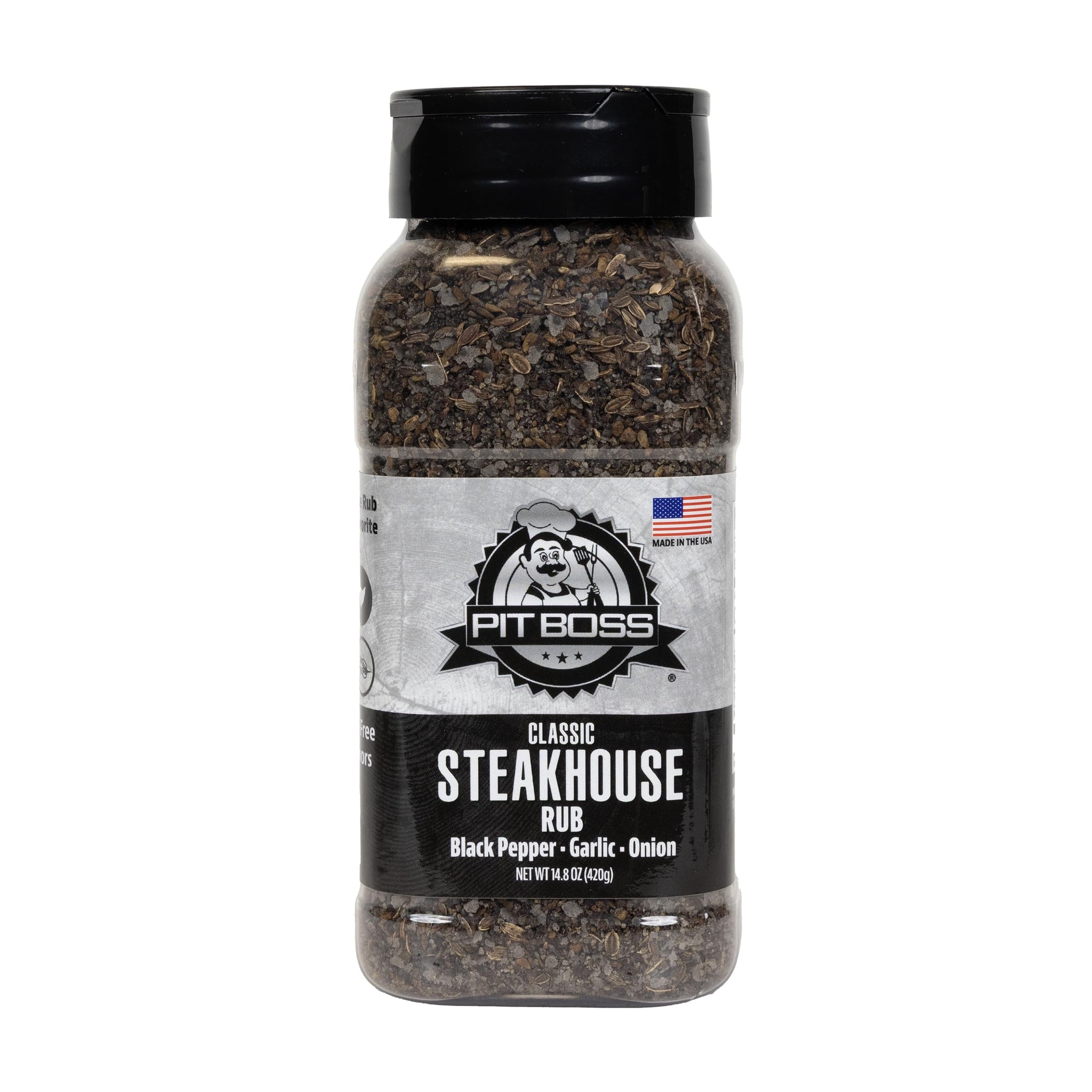 Pit Boss Classic Steakhouse Rub | Black Pepper Garlic Onion Blend | Grill Spices for Beef, Chicken, and Fish | Gluten Free, Preservative Free, No MSG