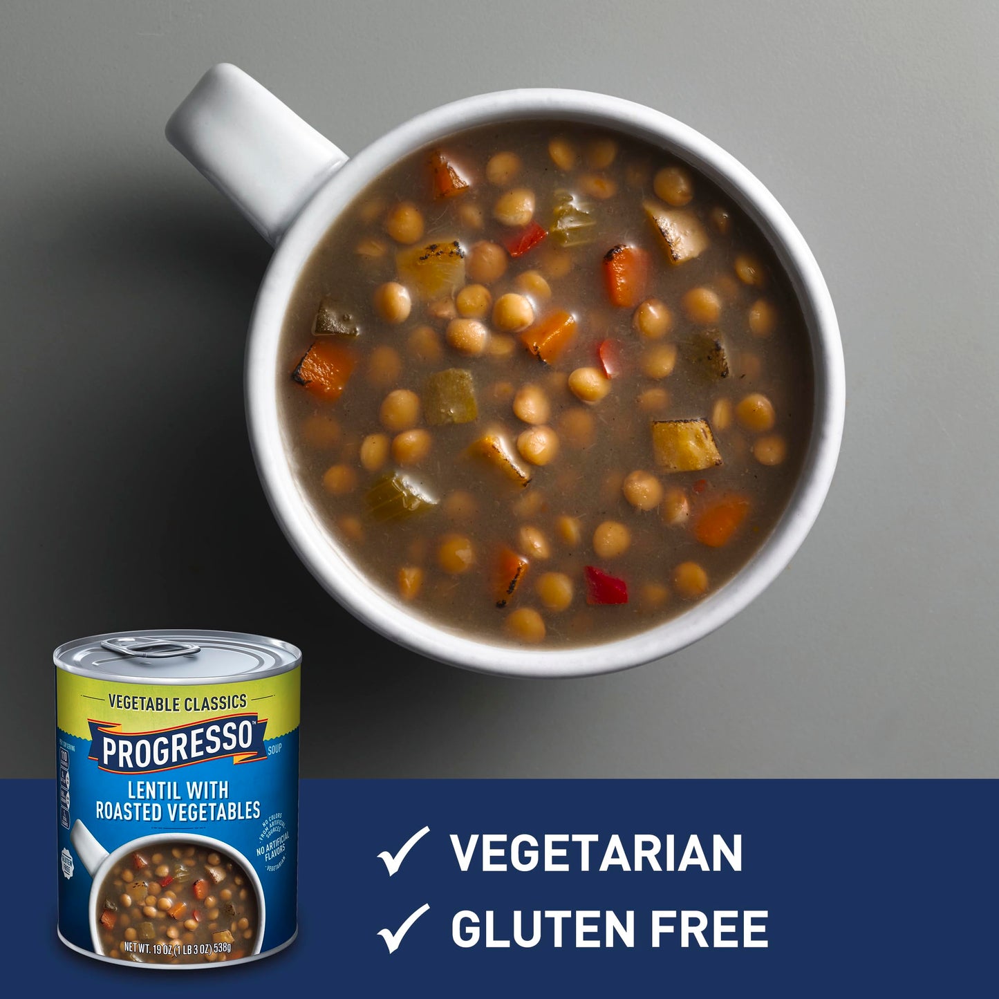 Progresso Vegetable Classics, Lentil With Roasted Vegetables Canned Soup, Gluten Free, 19 oz.