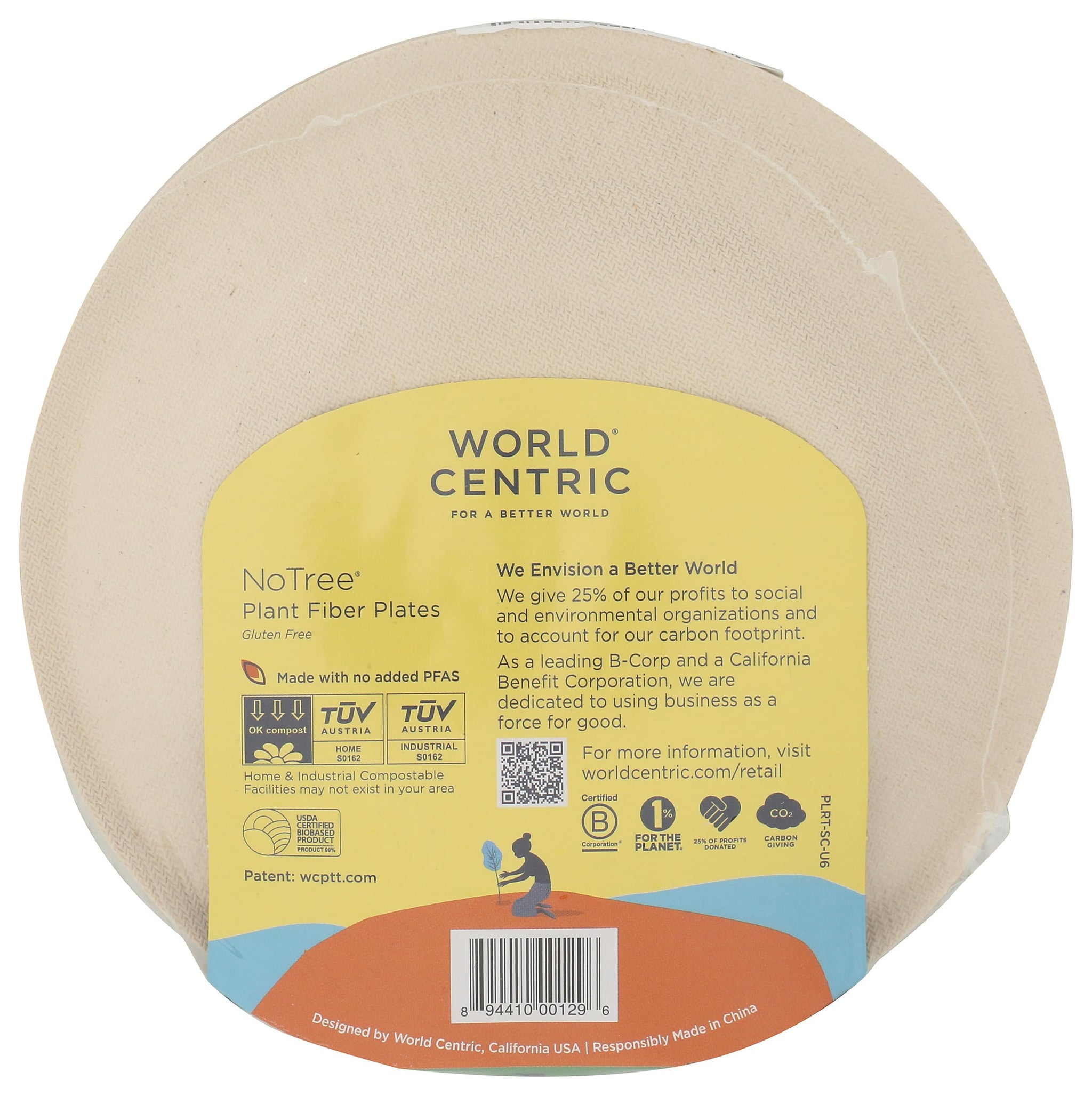 World Centric Wheat Straw/Bagasse Compostable 6-Inch Fiber Ripple Edge Plate, 20-Piece