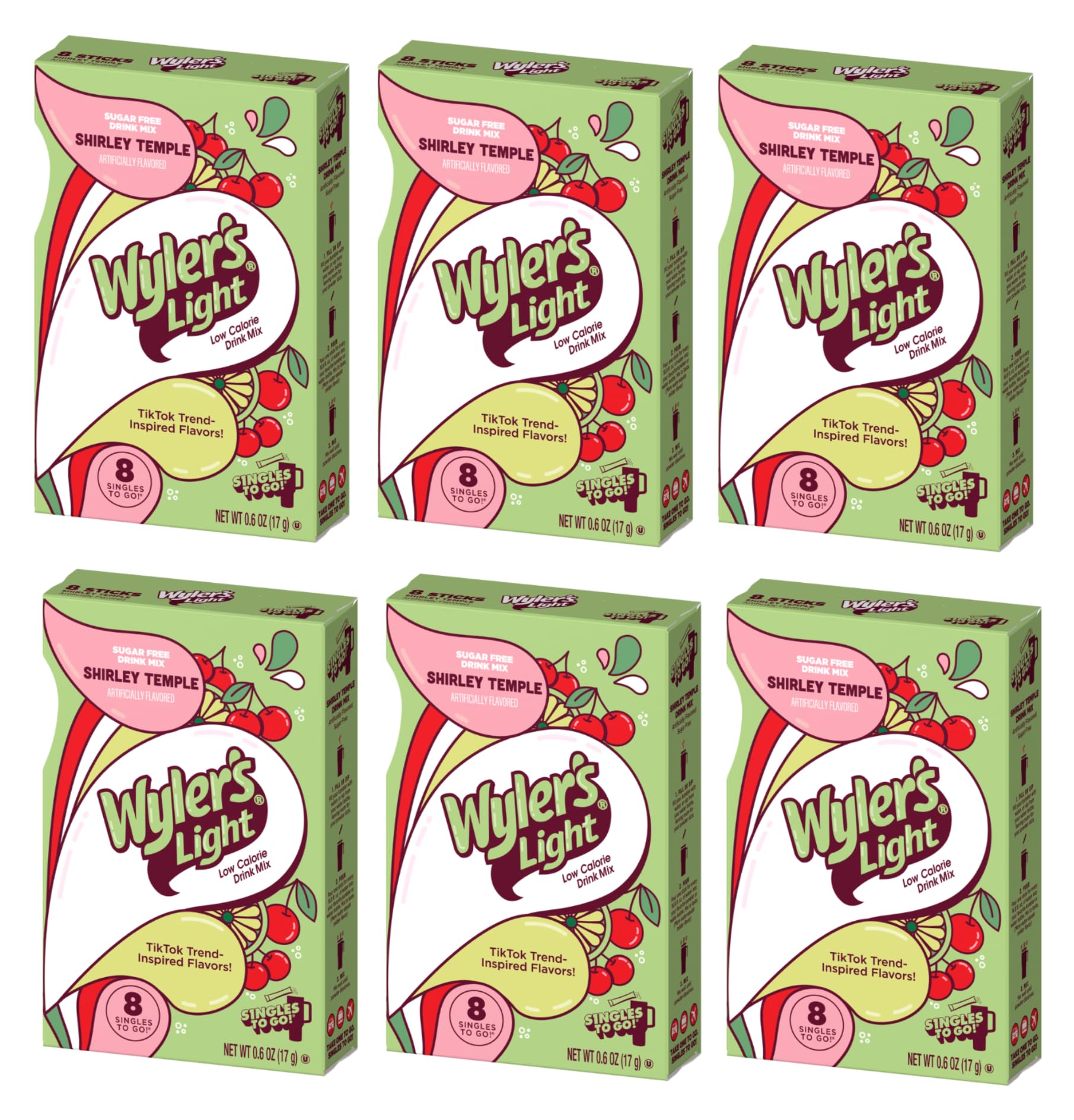 Wyler's Light Shirley Temple - Singles to Go Powdered Drink Mix - Pack of 6-8 Per Box 48 Total Servings - Delicious Tasting Shirley Temple Flavor