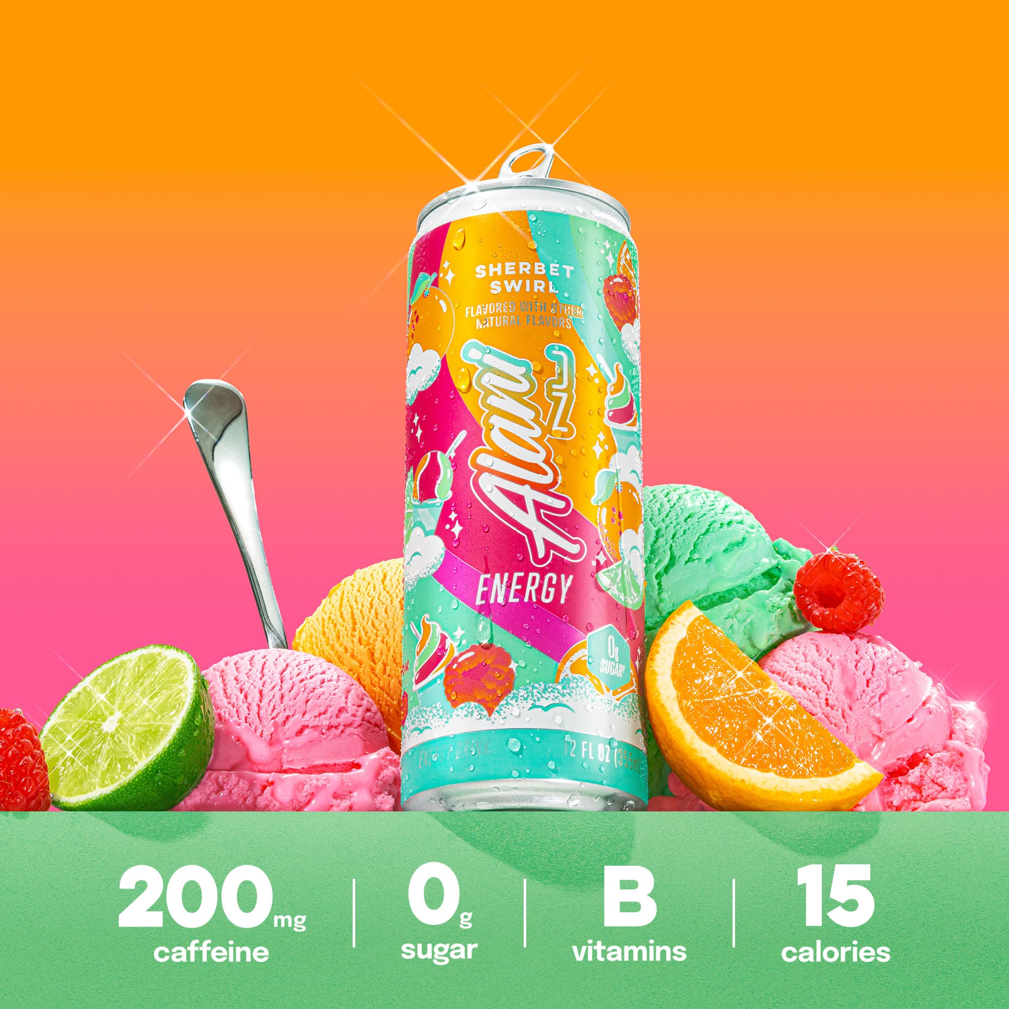 Alani Nu Sherbet Swirl Sugar Free Energy Drink (Pack of 12)