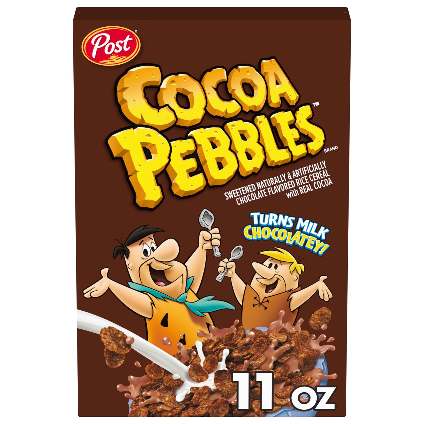 Cocoa PEBBLES Chocolate Breakfast Cereal for Kids, Gluten Free, Made with Sweetened Puffed Rice and Real Cocoa, 11 oz