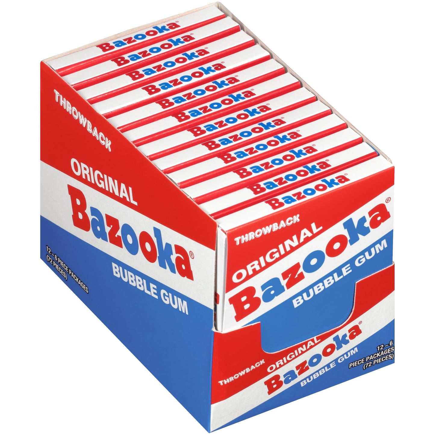 Bazooka Bubble Gum Bulk Individually Wrapped Original Pink Chewing Gum Mini Wallet Packs, 6 Piece Pack (12 Ct) Pink w/Bazooka Joe Comic Wrapper