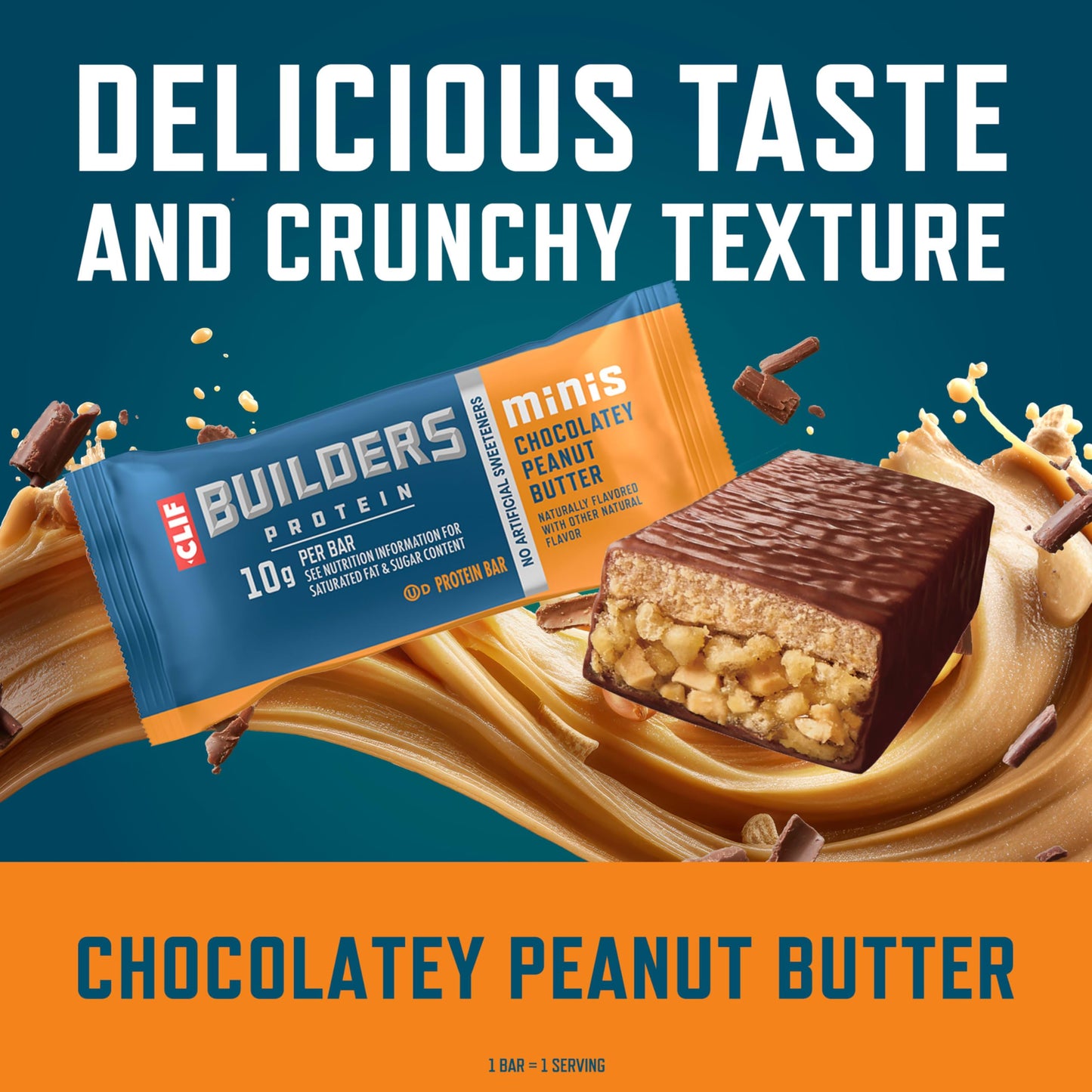 CLIF BUILDERS Minis Protein Bars - Chocolatey Peanut Butter - 10g Plant Based Protein - Gluten Free - Non-GMO - Low Glycemic - No Artificial