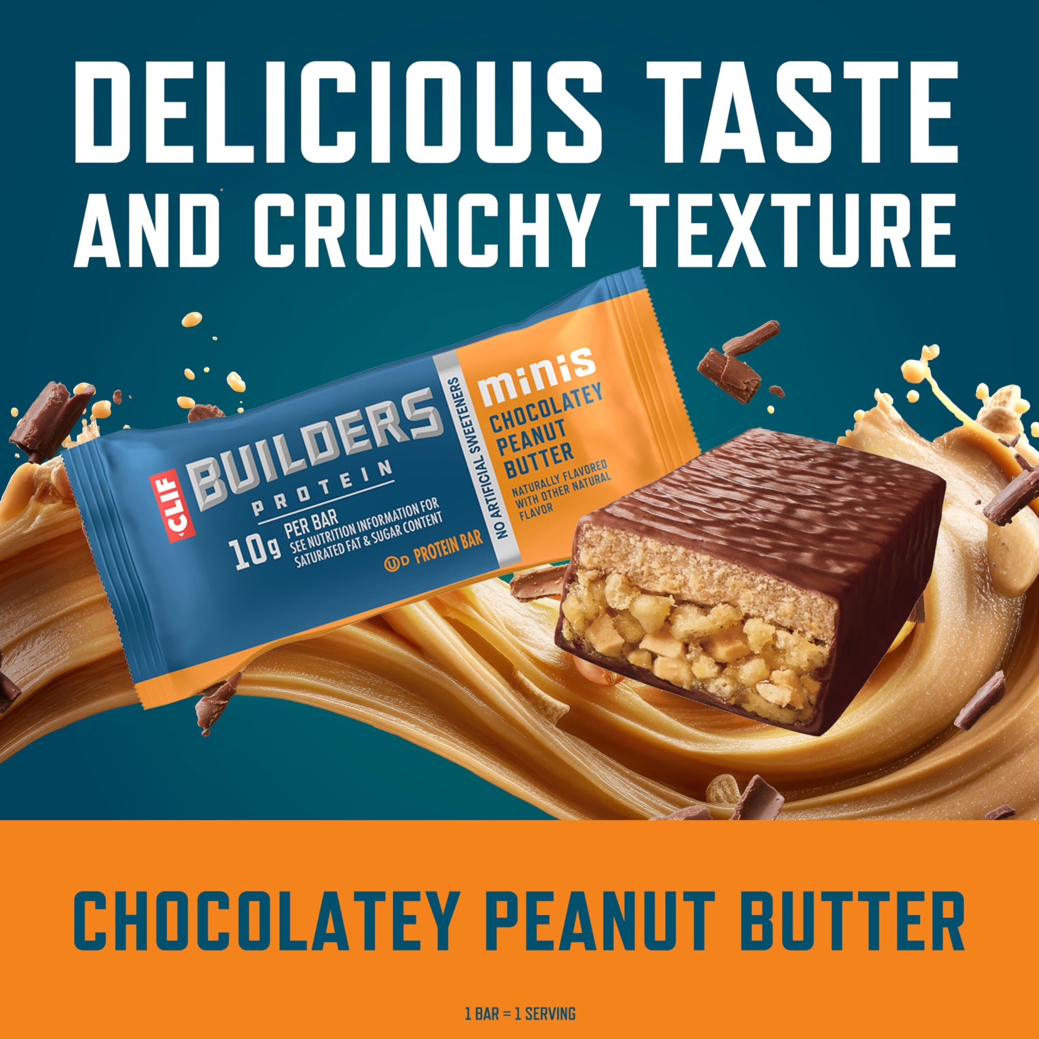CLIF BUILDERS Minis Protein Bars - Chocolatey Peanut Butter - 10g Plant Based Protein - Gluten Free - Non-GMO - Low Glycemic - No Artificial