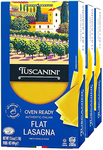 Tuscanini, Oven Ready Authentic Italian Flat Lasagna 17.6oz (3 Pack) Made with Premium Durum Wheat