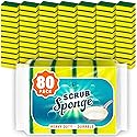 DecorRack 80 Count Non-Scratch Cleaning Scrub Sponges, Dual-Sided Heavy Duty Kitchen Sponges for Dishes, Cleaning Household, Bathroom, Car Wash