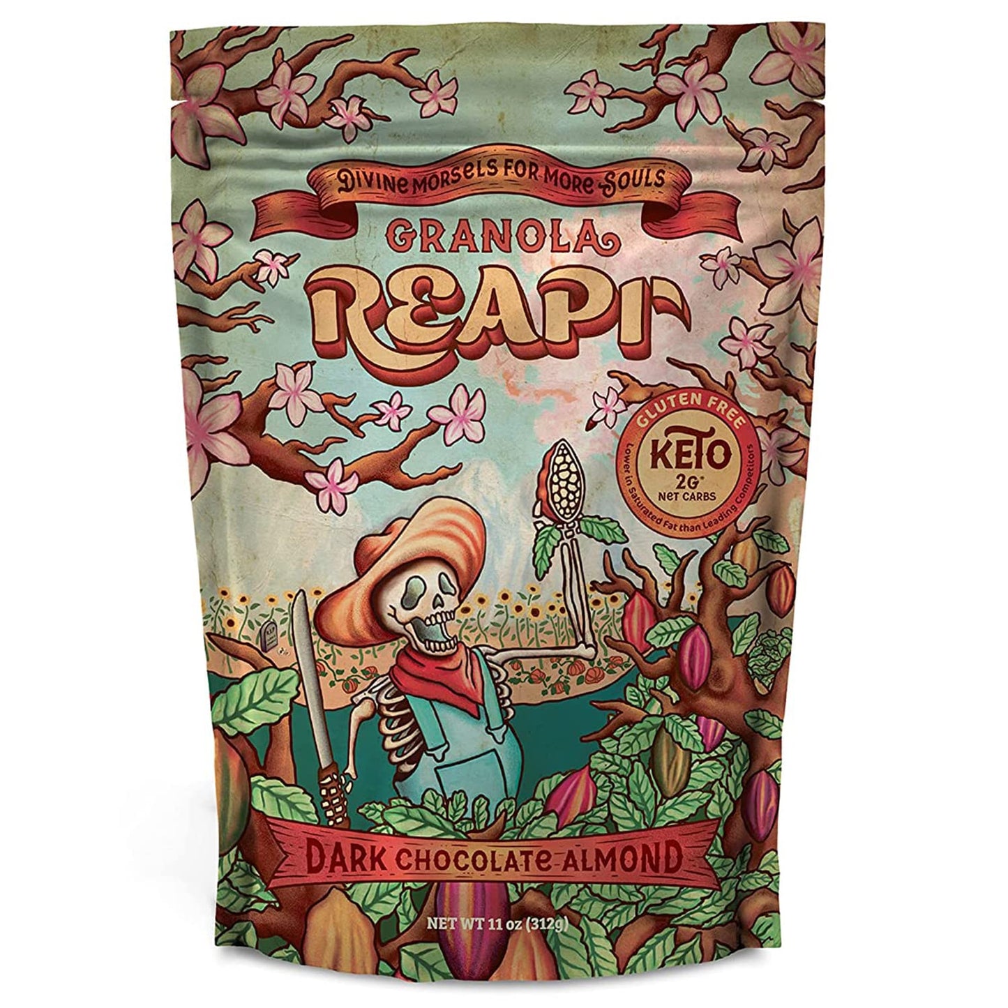 REAPR Dark Chocolate Almond Keto Granola - 100% Natural Grain-Free Granola, Non-GMO, Gluten Free, Small Batch Baked, Low Sodium + Low In Saturated Fat