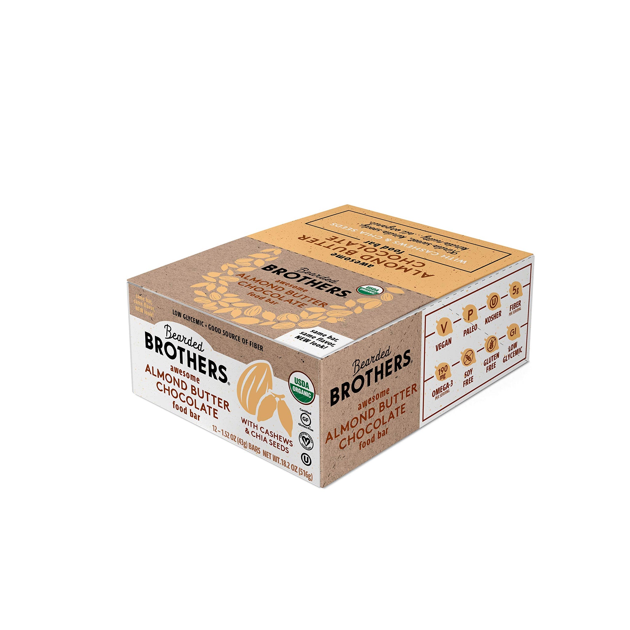 Bearded Brothers, Bar Food Almond Butter Chocolate Awesome Organic, 1.52 Ounce