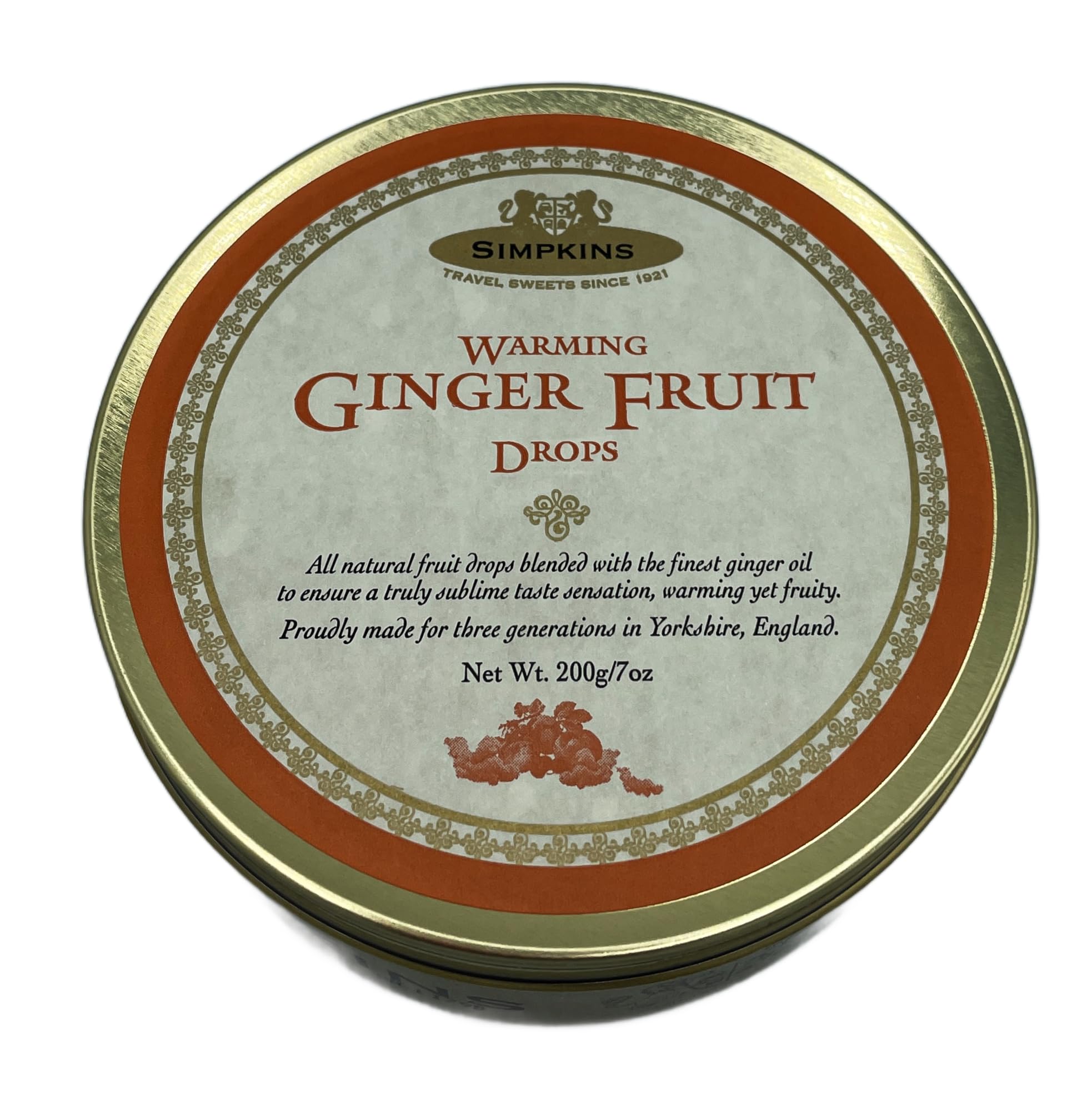 Simpkins Warming Ginger Drops - All-Natural Fruit Drops Infused with Premium Ginger Oil | Soothing & Fruity Taste | Made in England | 7.0 oz Tin