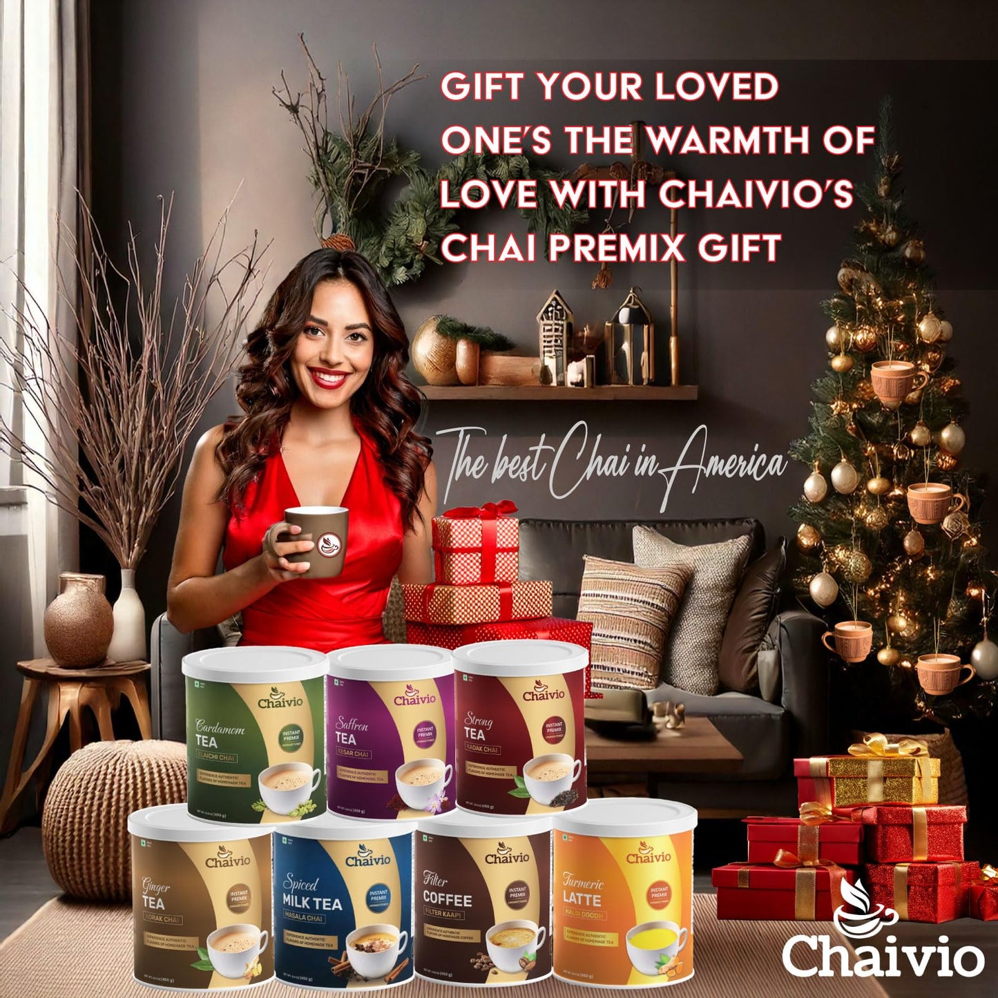 Chaivio Masala Chai Tea Latte, Unsweetened Instant Powder, Authentic Chai-with Natural Ingredients, No Preservatives, Tea Powder, Quick and Healthy
