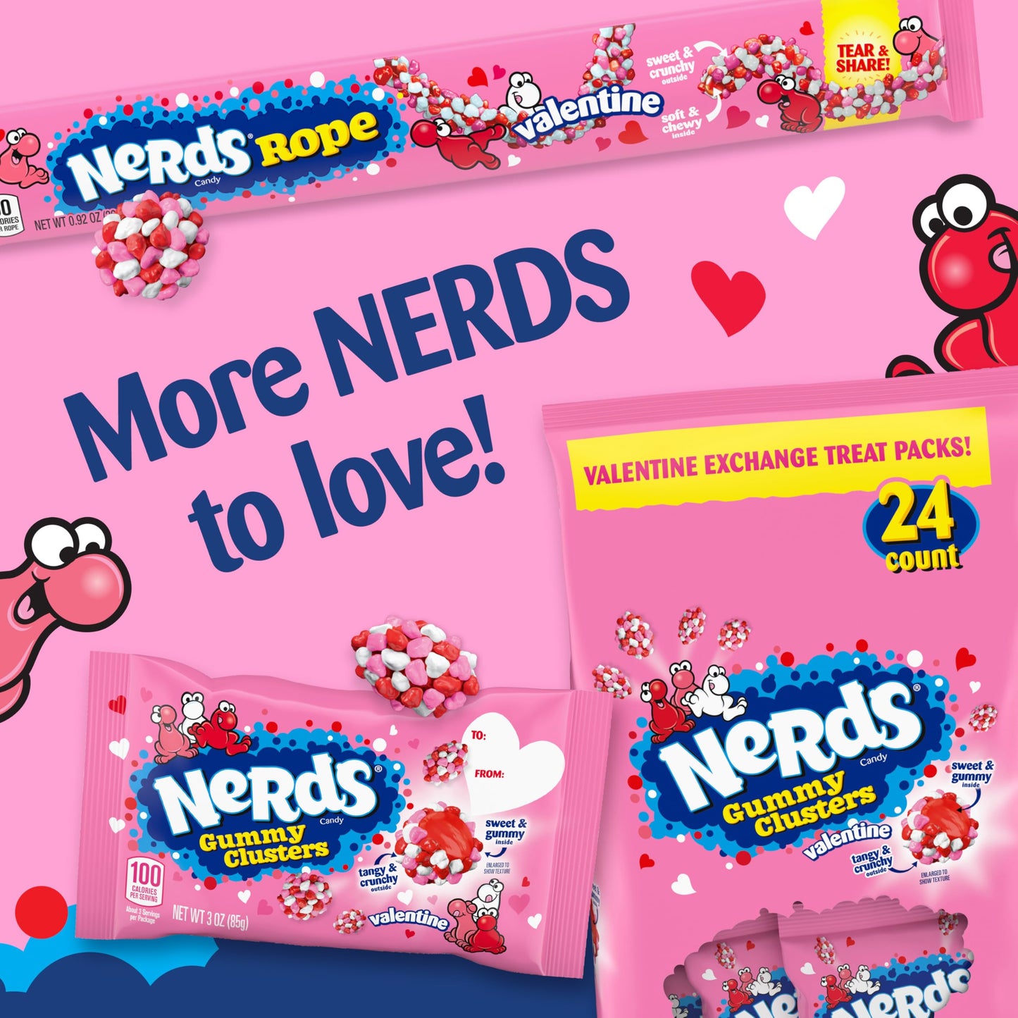 Nerds Valentine's Gummy Clusters Candy, Heart Shaped Box, 6oz