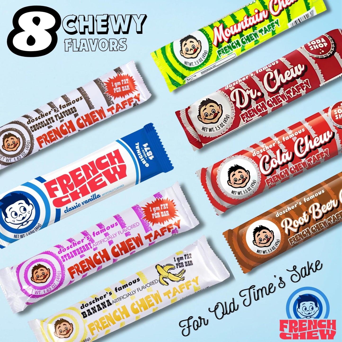 French Chew Taffy, Classic, Soft & Chewy Banana Candy, Made in the USA, Pack of 24