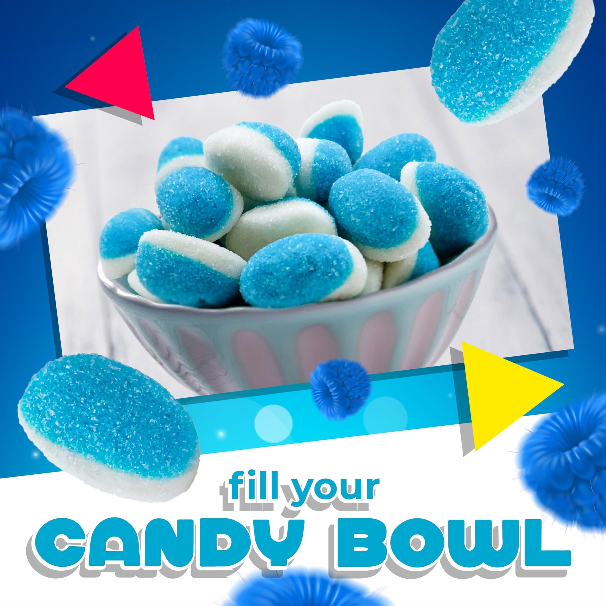 Blue Raspberry Puffs Gummy Candy | 1 Pound Bag | Blue Candy for Baby Shower Favors & Gender Reveal Parties | Fluffy Gummies for Goodie Bags & Cake
