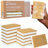 Tieralia Natural Dish Sponge Set - 12-Pack Eco-Friendly & Compostable Scrubbers | Cellulose & Sisal | Non-Toxic, Odor-Free, Reusable Kitchen Sponges