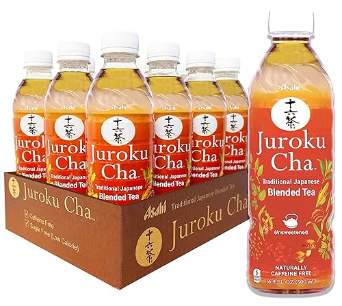 Juroku Cha - Smooth & Refreshing Japanese Tea, Supports Body & Mind, Great with Any Meal, Unsweetened, Caffein Free, 16.9 oz (12 Pack)
