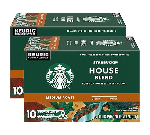 Starbucks House Blend Coffee K-Cup Pods, Medium Roast Arabica Coffee, 10 Count (Pack of 2 Boxes)