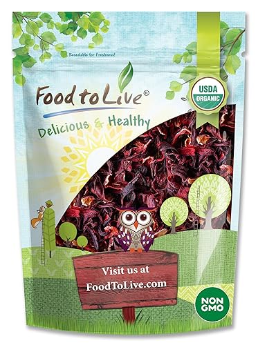 Food to Live Organic Hibiscus Flowers, 4 Ounces - Whole Petals. Great for Herbal Tea. Non-GMO. Caffeine-free. Good Source of Vitamin C. Bulk. Kosher