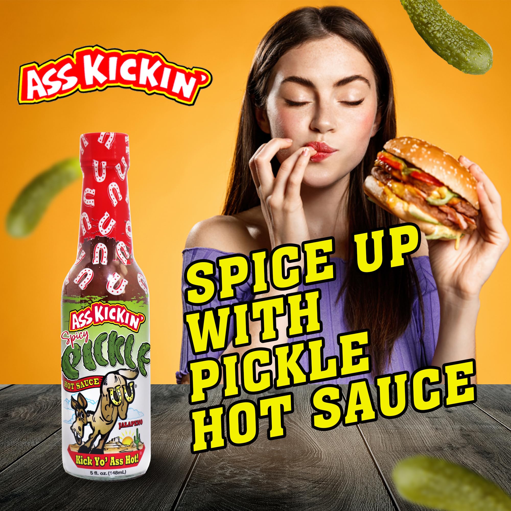 KICKIN' Ultimate Premium Spicy Hot PICKLE Gift Set for Hot Sauce, Popcorn, Peanuts - Great Spicy Snack - Perfect for Stocking Stuffers or Christmas