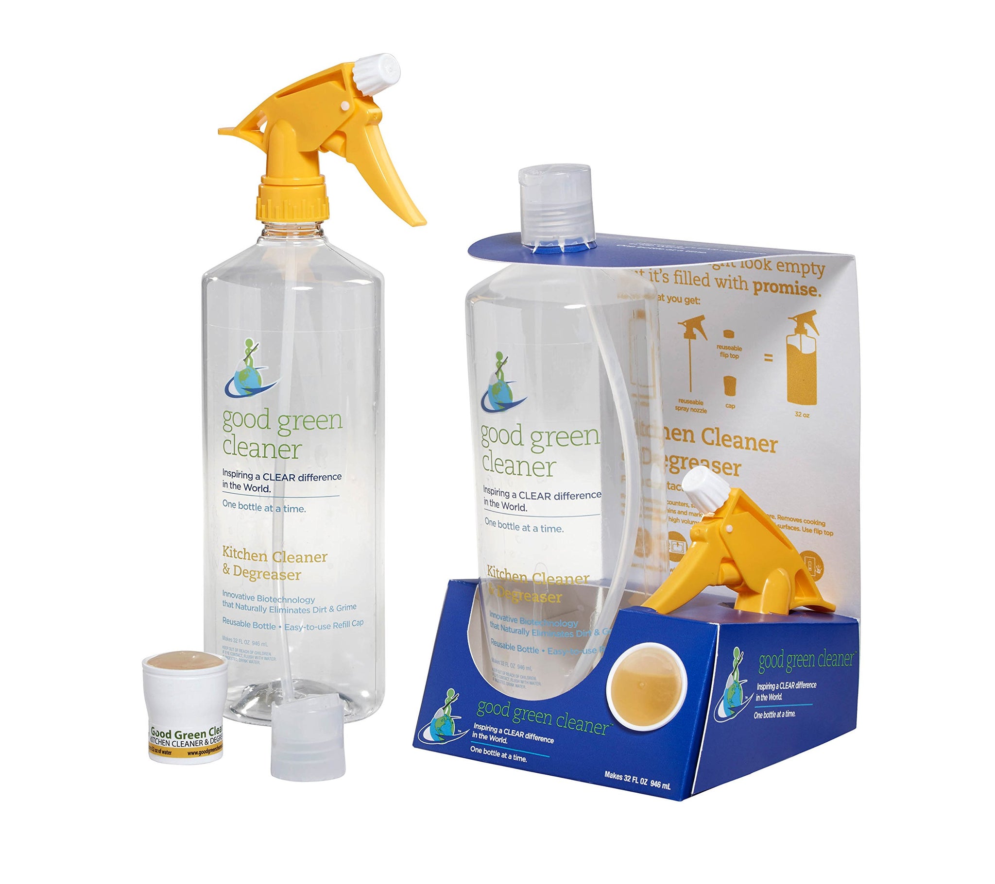 good green cleaner Kitchen Cleaner and Degreaser Starter Set | 32 ounce, Reusable Spray Bottle | Biodegradable Formula | Clean Your Kitchen Safely