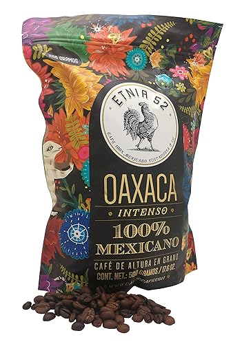 Etnia 52 - Oaxaca (Intenso), Mexican Whole Bean Coffee, 1 lb. or 16oz, Kosher Certified (KMD), Made in Mexico, Includes Ebook Recipe Link