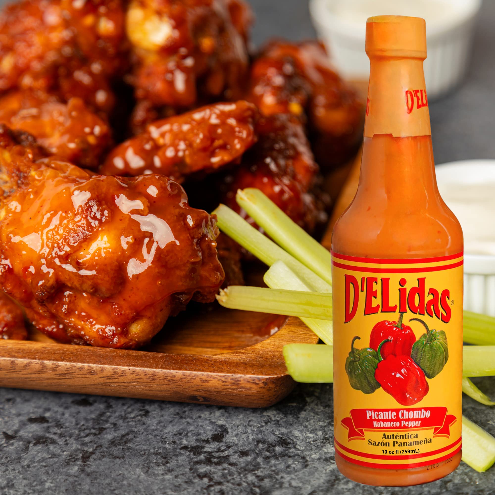 D'ELidas Habanero Hot Sauce, Natural Habanero Pepper Hot Sauce, Chombo Picante Sauce #1 in Panama, Non-GMO, Keto Friendly Food Habanero Sauce, 10 Fl