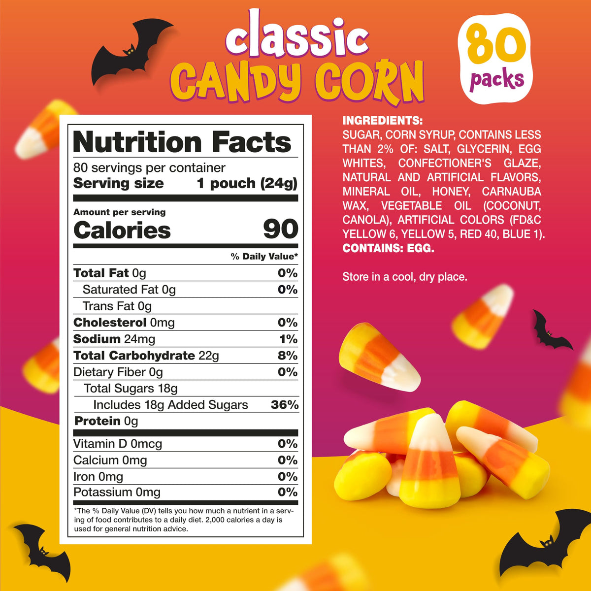 Candy Corn, Halloween Candy Individually Wrapped - 80 Packs