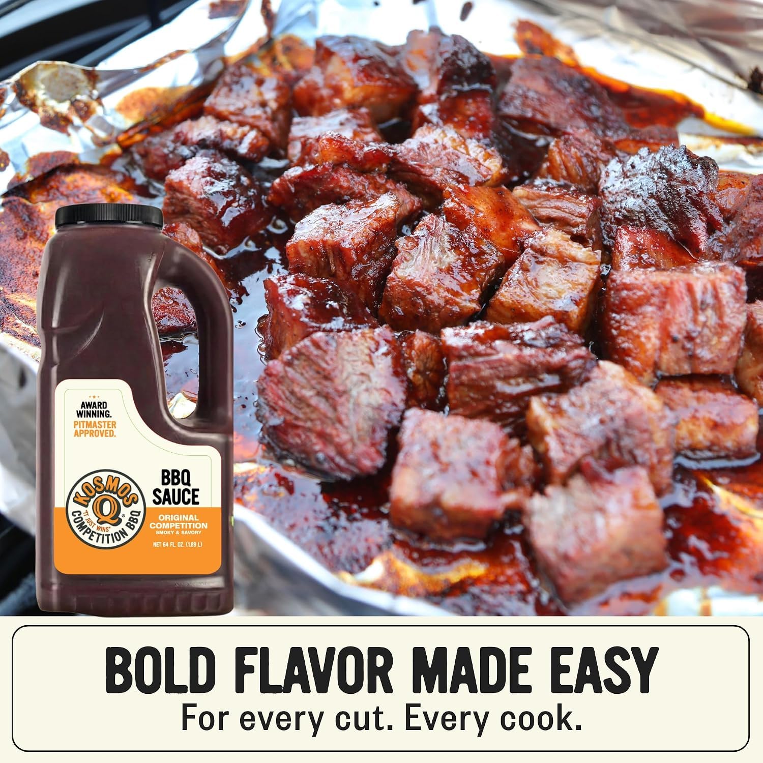 Kosmos Q Original New Competition BBQ Sauce, Sweet and Smoky Barbecue Sauce for Ribs, Pulled Pork, Brisket, Chicken & More, Award-Winning Competition