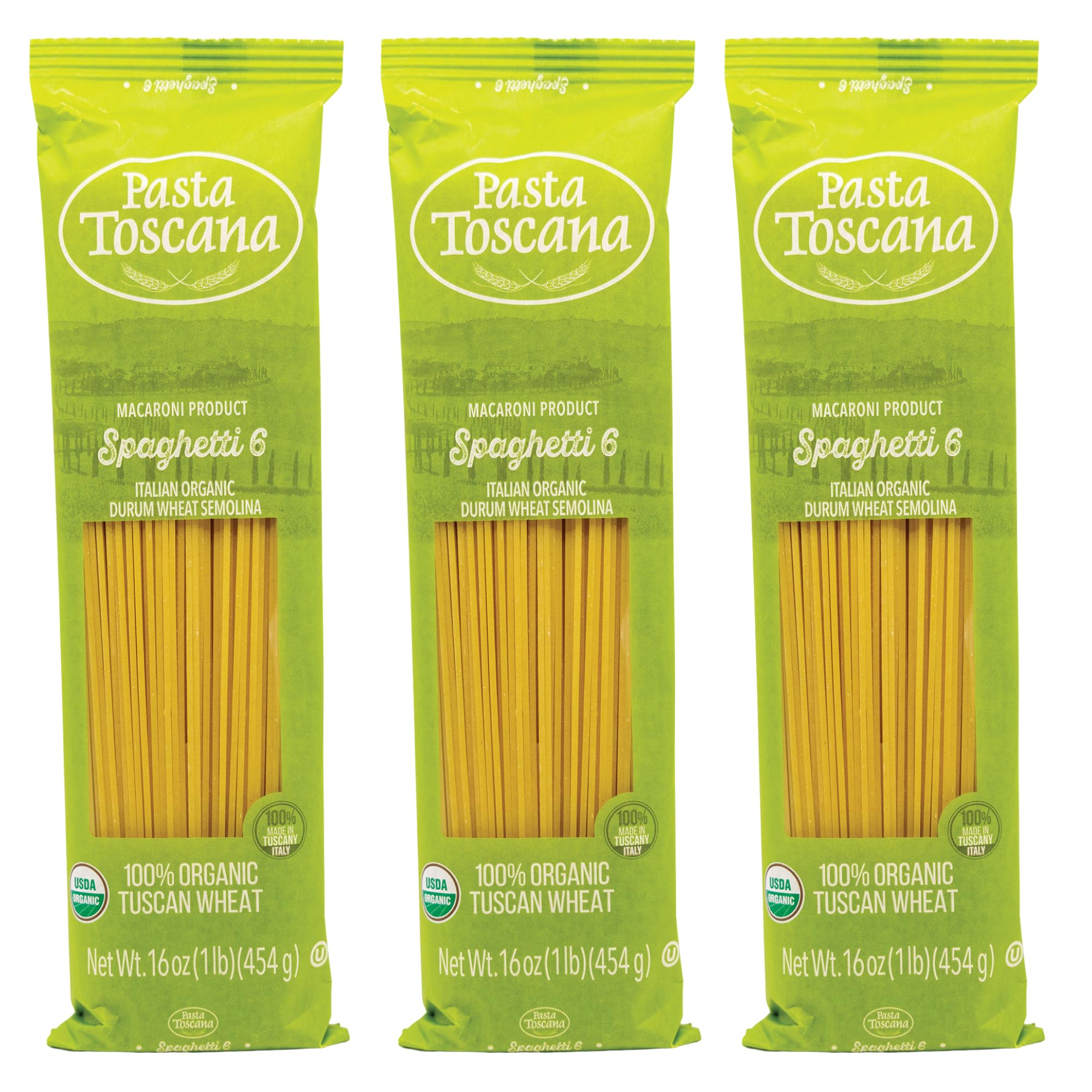 Pasta Toscana Italian Organic Pasta | Organic Tuscan Wheat | Italian Organic Durum Wheat Semolina, 16 oz (Pack of 3, Spaghetti)