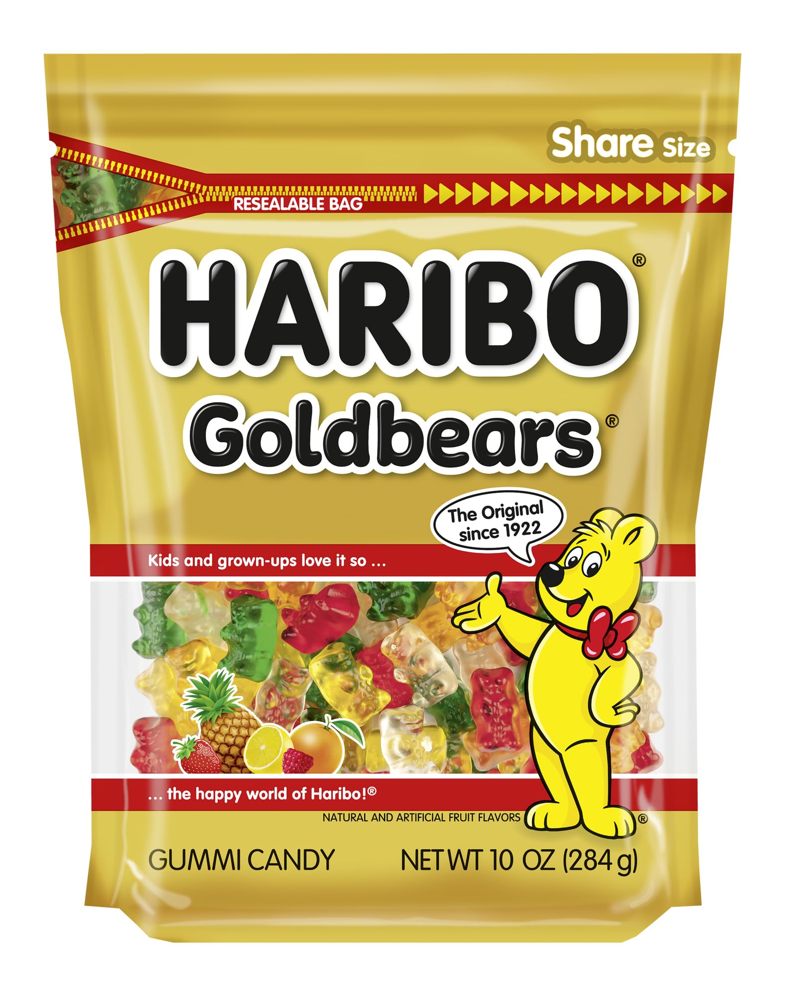 HARIBO Goldbears, Gummi Candy, 10 oz Resealable Bag, Assorted Flavors