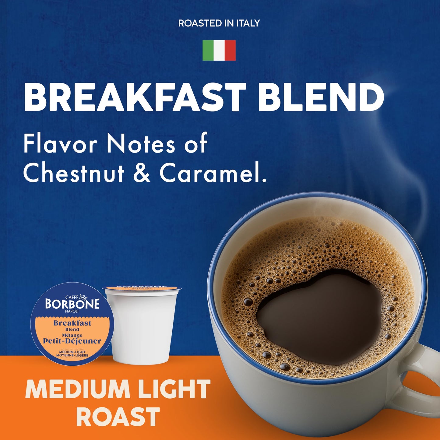 Caffè Borbone Breakfast Blend Coffee (60 Count) - Medium Light Roast, 100% Arabica, Roasted in Naples with Notes of Chestnut and Caramel - Single