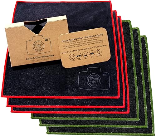 Clean & Clear Microfiber Cleaning Cloth, EXTRA LARGE [6 Pack] ULTRA PREMIUM Microfiber Cleaning Cloth - Microfiber Cloth for Camera Lens, Glasses