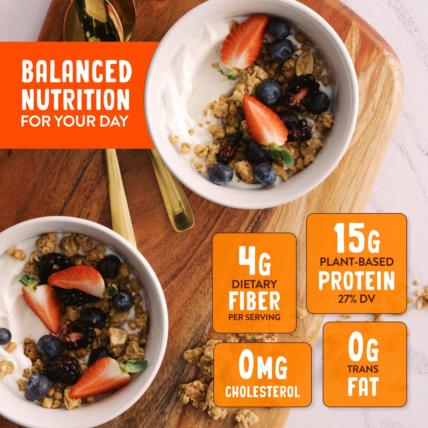 PBfit Peanut Butter Crunch Protein Granola, 15g Plant-Based Protein, Made with Whole Grain Oats and Chia Seeds, Gluten Free, for Protein Snacks