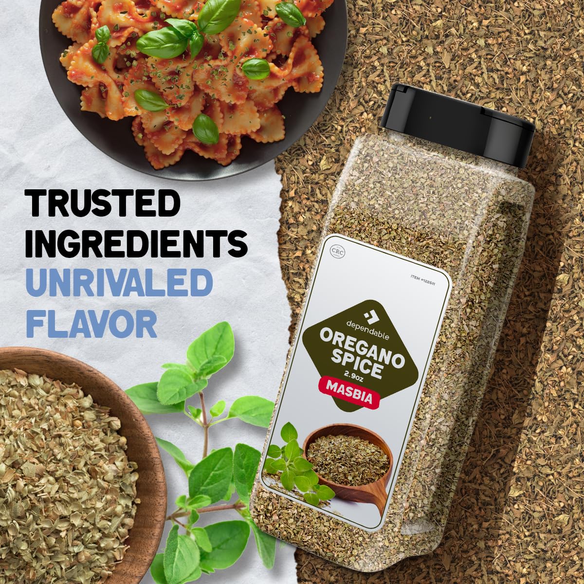 Dependable Foods Oregano Seasoning - 2.9 oz. Jar - Kosher, 100% Natural Oregano Leaves for Chefs, Restaurants - Non-GMO Dried Oregano Leaves Spice