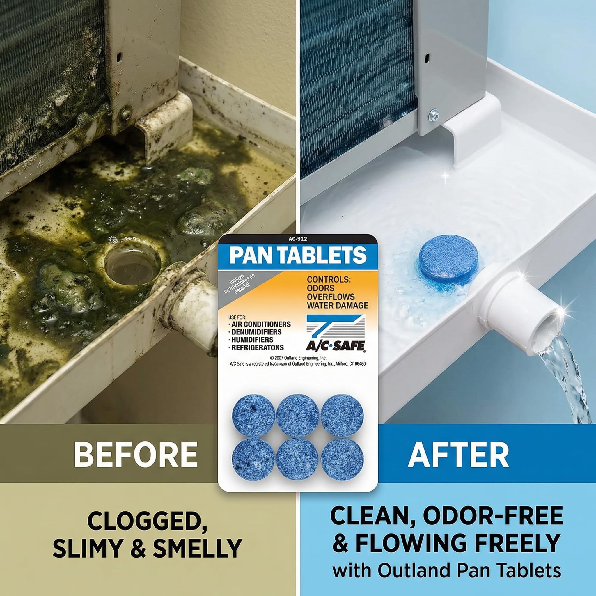 AC-Safe Air Conditioner Pan Cleaner Tablets - 6 Ct - Drain Pan for HVAC Drain Line - Condensate Line Maintenance Tablets - Unit Care Solution