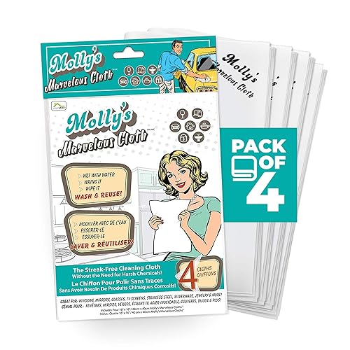 Molly's Marvelous Cloth, Streak-Free, Lint-Free Microfiber Cleaning Cloth, Polishing Cloth for Glass, Stainless Steel, Use for Kitchen, Bath, Cars