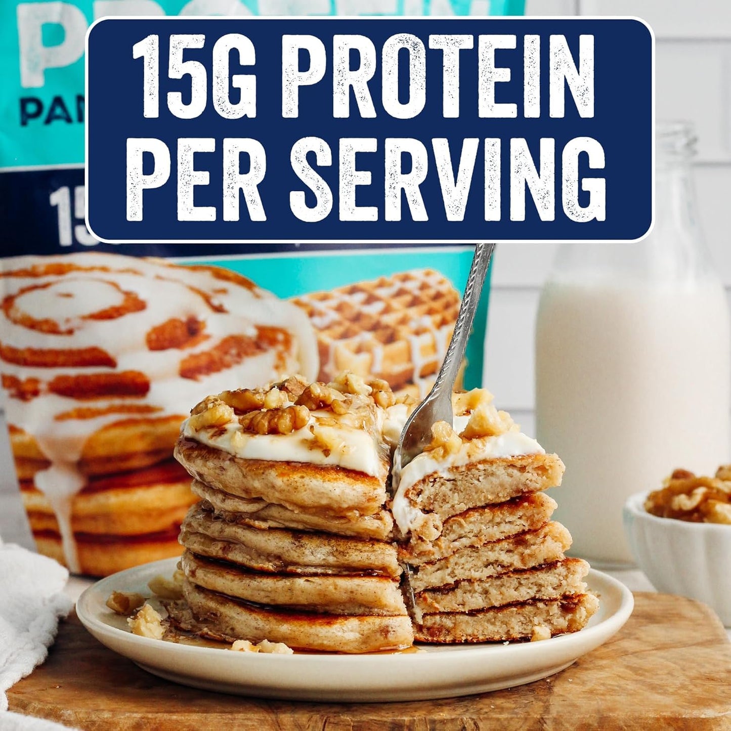 PEScience Protein Pancake Mix for Protein Waffles and Pancakes, Just Add Water, Whey and Casein Blend, Amazing Taste and Fluffy Texture - Cinnamon Roll, 12 Servings