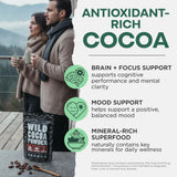 Wild Foods Organic Cocoa Powder Unsweetened for Baking & Cooking, Raw Cacao Powder, Organic Single-Origin Non-Dutched Dark Cocoa, 100% Pure, Non-GMO, Vegan Keto Superfood, Purity Tested, 12 oz