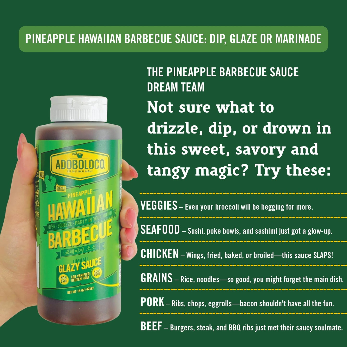 Adoboloco Pineapple Hawaiian Barbecue Sauce - Gluten Free