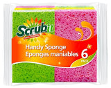 SCRUBIT Cellulose Scrub Sponge - Kitchen Cleaning Sponges for Dishes, Pans, Pots & More- 6 Pack Dishwashing Sponges - Colors and Packaging May Vary