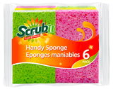 SCRUBIT Cellulose Scrub Sponge - Kitchen Cleaning Sponges for Dishes, Pans, Pots & More- 6 Pack Dishwashing Sponges - Colors and Packaging May Vary