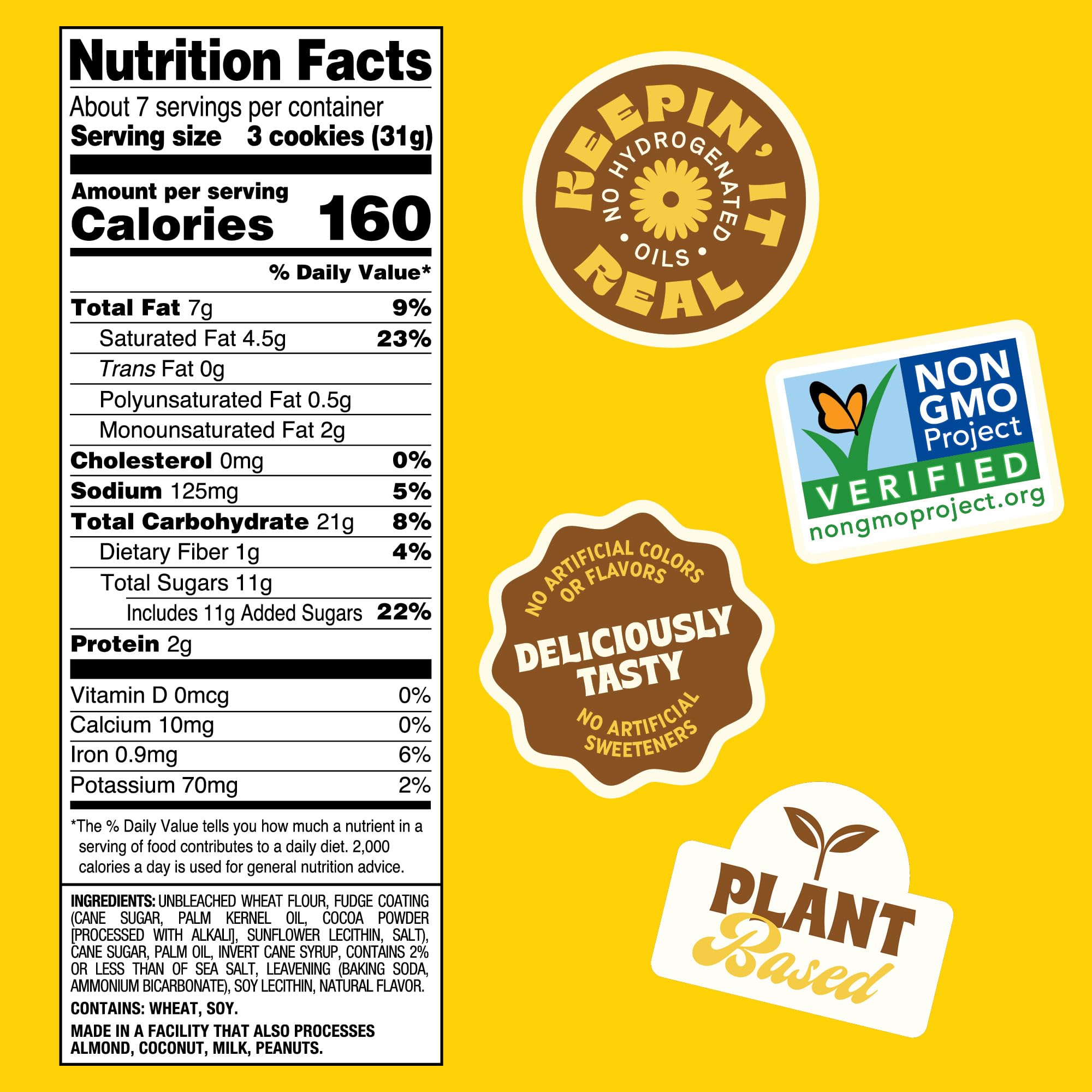 Back to Nature Fudge Striped Cookies, Plant-Based, Non-GMO, Made with Wheat Flour, Snack Happy, 7.7 oz Box