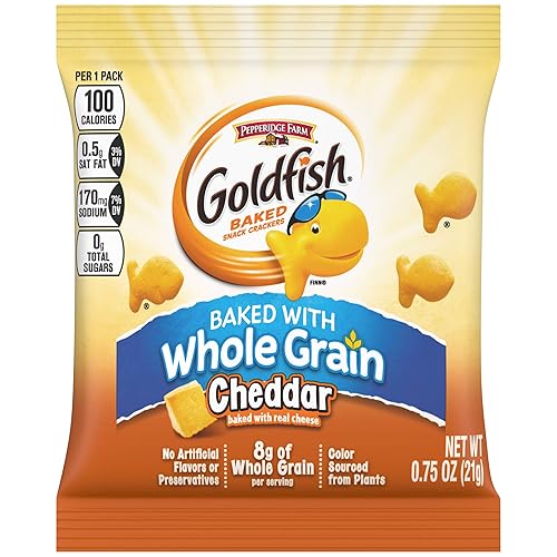 Pepperidge Farm Goldfish Whole Grain Snack Crackers, Cheddar, .75 Ounces, Pack of 300