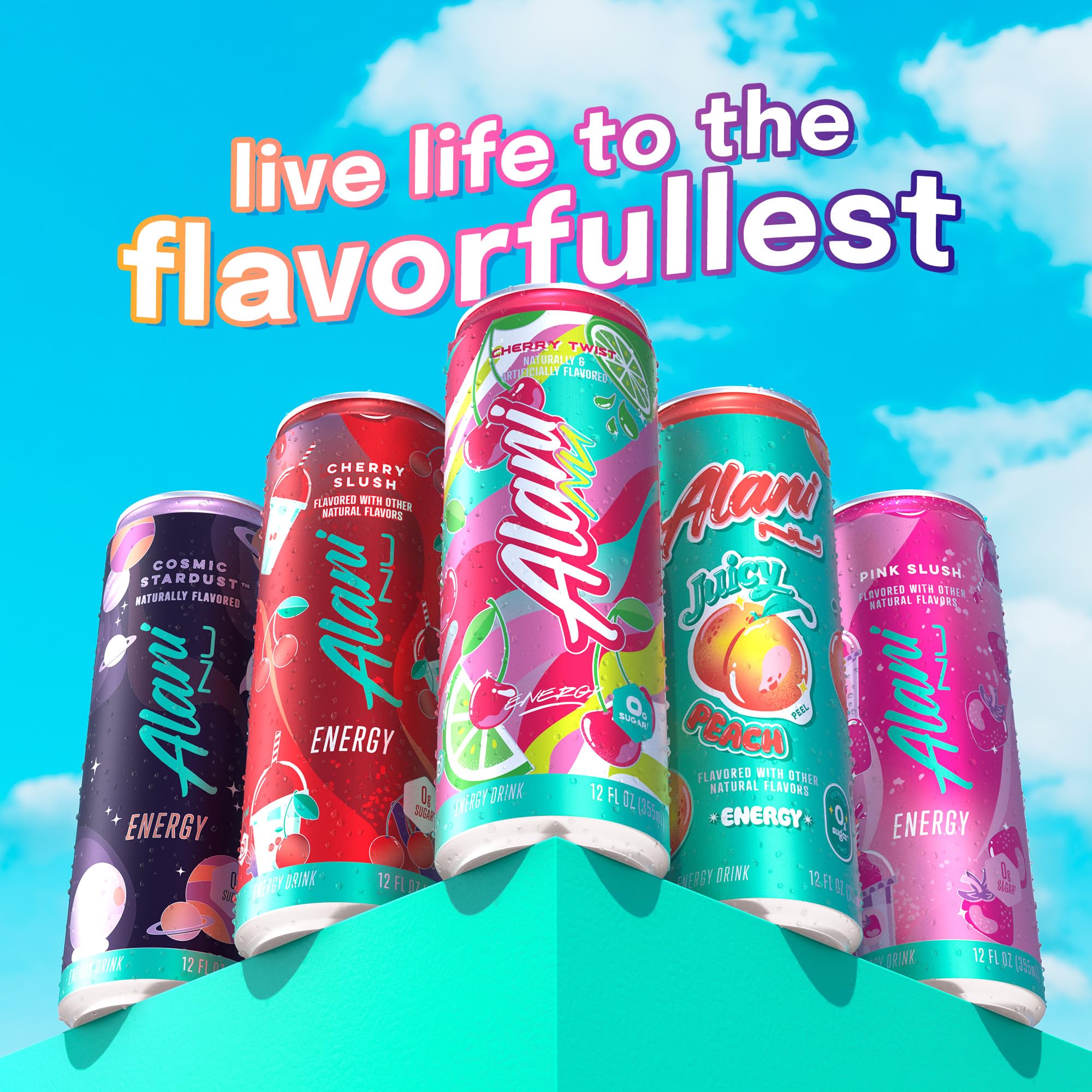 Alani Nu VARIETY PACK CHERRY TWIST, PINK SLUSH, ORANGE KISS Sugar Free, Low Calorie Energy Drinks, 200mg Caffeine, Biotin B Vitamins, Zero Sugar, 10