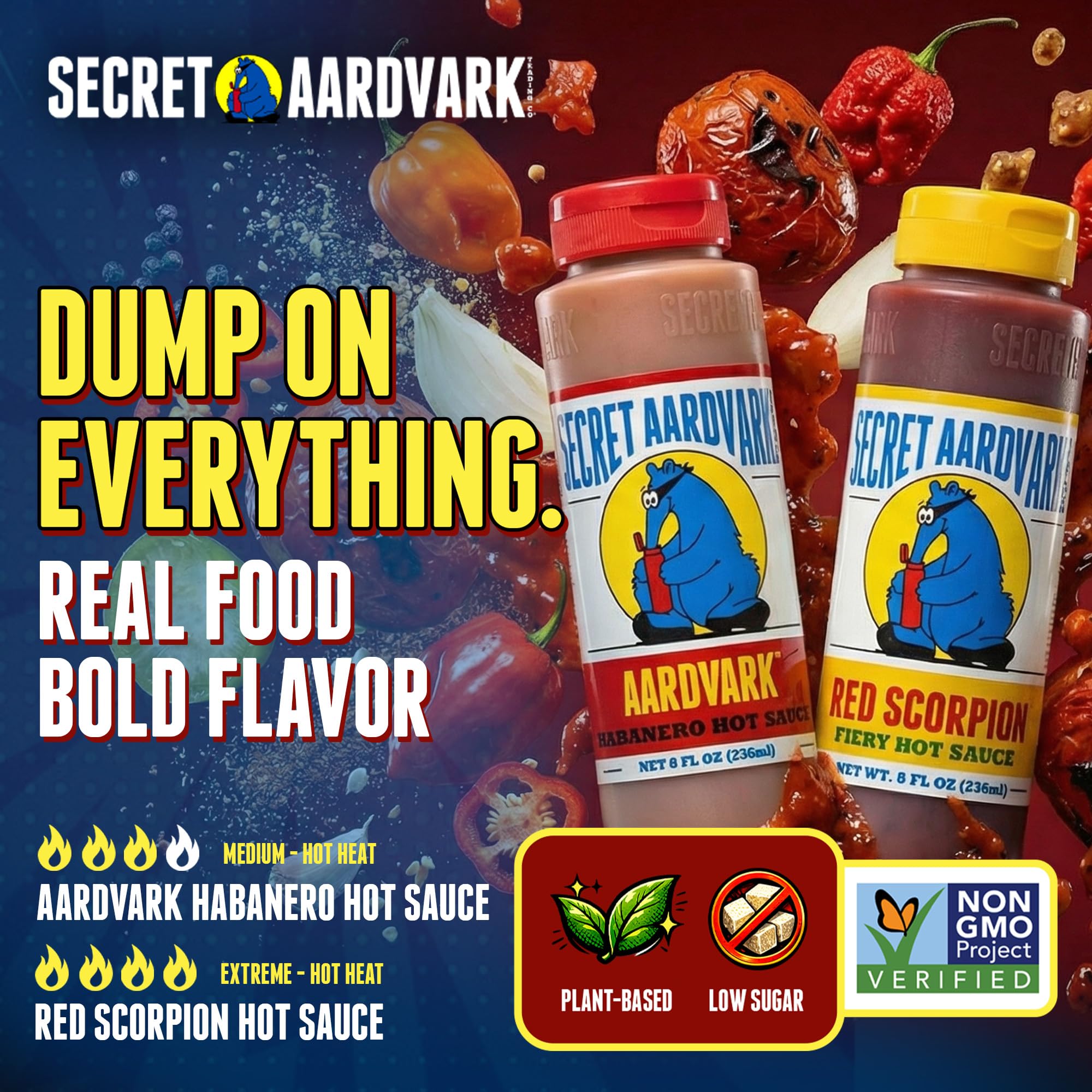 Secret Aardvark Habanero and Red Scorpion Hot Sauce, 2-Pack Bundle 8 fl oz